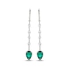 Thumbnail Image 2 of Pear-Shaped Lab-Created Emerald & White Lab-Created Sapphire Drop Earrings Sterling Silver