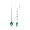 Thumbnail Image 3 of Pear-Shaped Lab-Created Emerald & White Lab-Created Sapphire Drop Earrings Sterling Silver