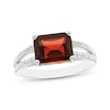 Thumbnail Image 0 of Emerald-Cut Garnet & White Lab-Created Sapphire Ring Sterling Silver