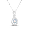 Thumbnail Image 1 of Pear-Shaped Lab-Created Opal & White Lab-Created Sapphire Twist Teardrop Necklace Sterling Silver 18&quot;