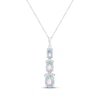 Thumbnail Image 1 of Oval-Cut Lab-Created Opal & White Lab-Created Sapphire Drop Necklace Sterling Silver 18&quot;