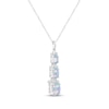 Thumbnail Image 2 of Oval-Cut Lab-Created Opal & White Lab-Created Sapphire Drop Necklace Sterling Silver 18&quot;