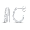 Thumbnail Image 3 of Diamond Three-Row Split J-Hoop Huggie Earrings 1/4 ct tw 10K White Gold