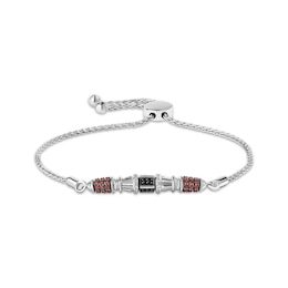 Star Wars Darth Maul Lightsaber Garnet & Diamond Bolo Bracelet 1/6 ct tw Sterling Silver 9.5&quot;