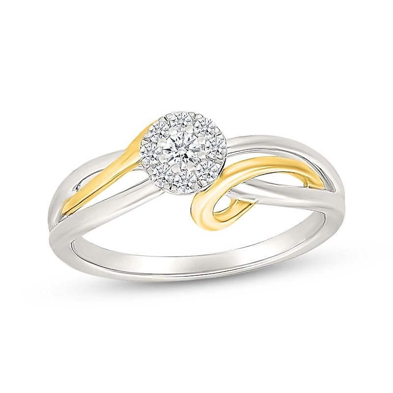 Main Image 1 of Lab-Grown Diamonds by KAY Multi-Stone Ribbon Promise Ring 1/5 ct tw Sterling Silver & 10K Yellow Gold