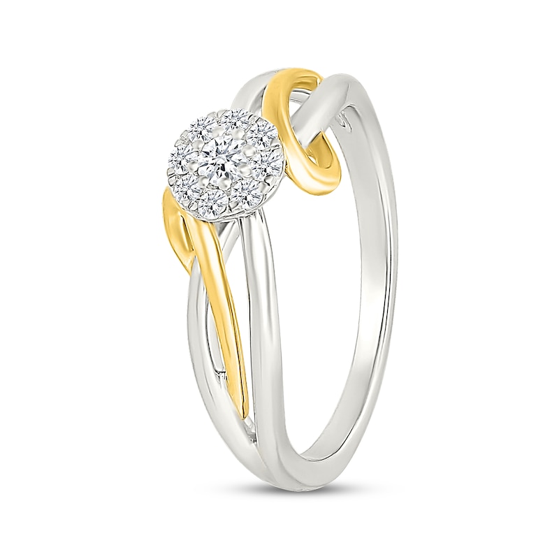 Main Image 2 of Lab-Grown Diamonds by KAY Multi-Stone Ribbon Promise Ring 1/5 ct tw Sterling Silver & 10K Yellow Gold