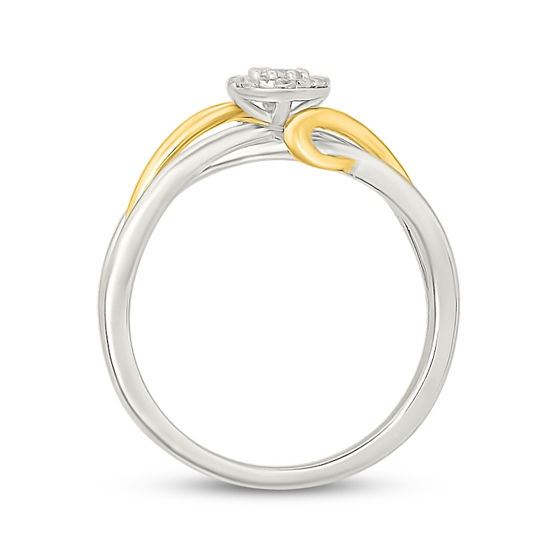 Main Image 3 of Lab-Grown Diamonds by KAY Multi-Stone Ribbon Promise Ring 1/5 ct tw Sterling Silver & 10K Yellow Gold