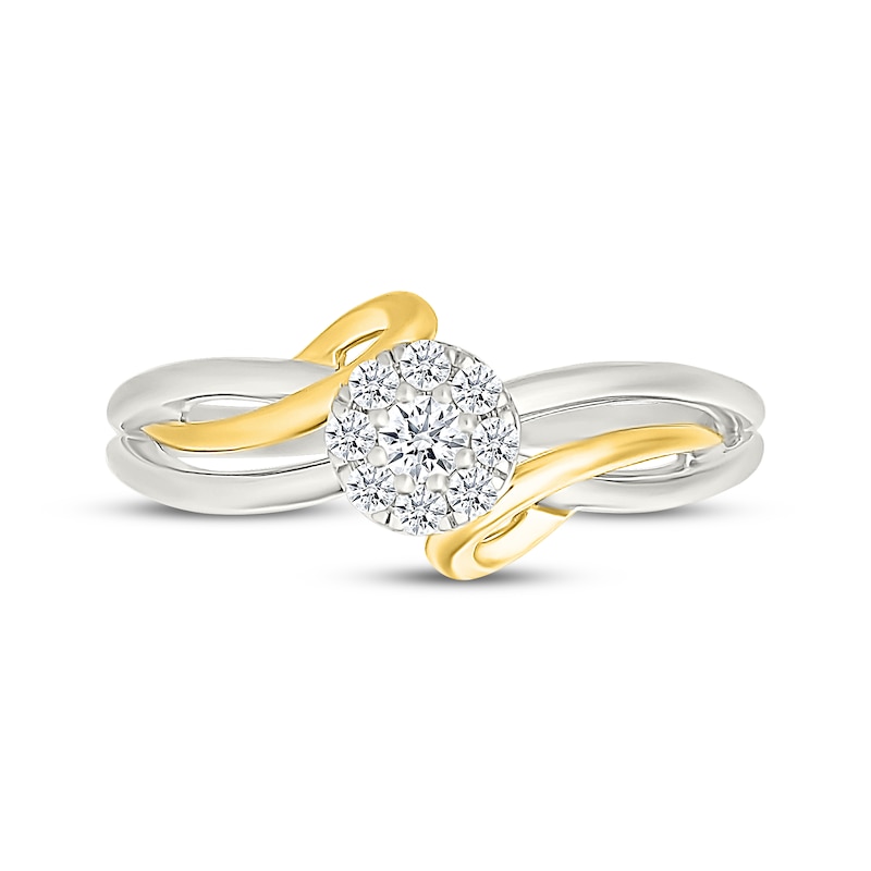 Main Image 4 of Lab-Grown Diamonds by KAY Multi-Stone Ribbon Promise Ring 1/5 ct tw Sterling Silver & 10K Yellow Gold