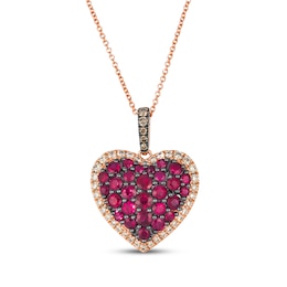 Le Vian Vault Ruby Heart Necklace 3/8 ct tw Diamonds 14K Strawberry Gold 20&quot;