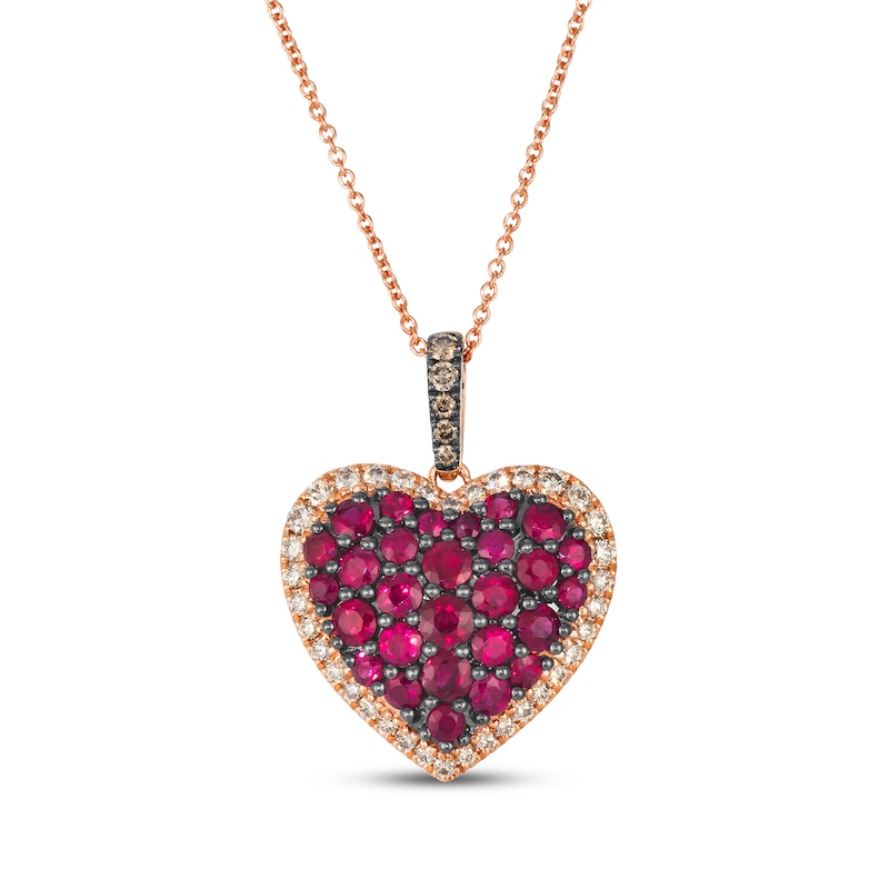 Main Image 1 of Le Vian Vault Ruby Heart Necklace 3/8 ct tw Diamonds 14K Strawberry Gold 20&quot;