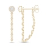 Thumbnail Image 1 of Diamond Halo Front-Back Chain Dangle Earrings 1/3 ct tw 10K Yellow Gold