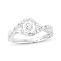 Unstoppable Love Diamond Halo Bypass Ring 1/4 ct tw 10K White Gold