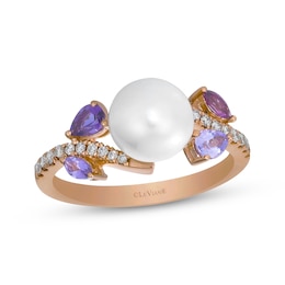 Le Vian Pretty in Pink Cultured Pearl & Multi-Gemstone Ring 1/8 ct tw Diamonds 14K Strawberry Gold