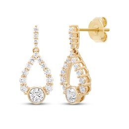 Milestones Diamond Teardrop Dangle Earrings 1 ct tw 10K Yellow Gold