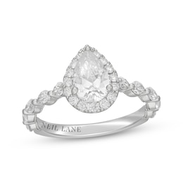 Neil Lane Premiere Pear-Shaped Diamond Halo Engagement Ring 1-5/8 ct tw 14K White Gold