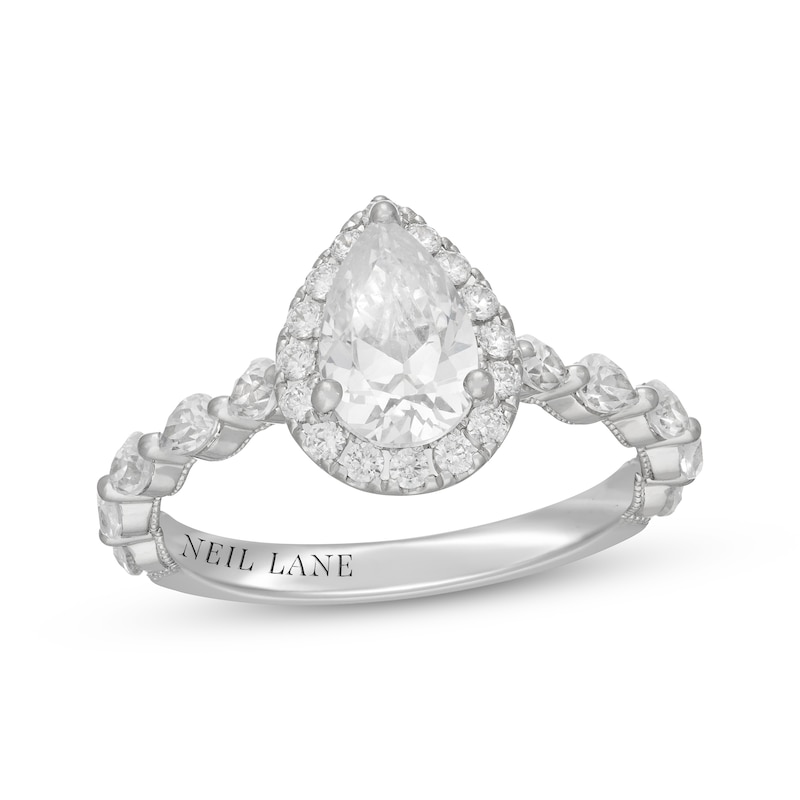 Main Image 1 of Neil Lane Premiere Pear-Shaped Diamond Halo Engagement Ring 1-5/8 ct tw 14K White Gold