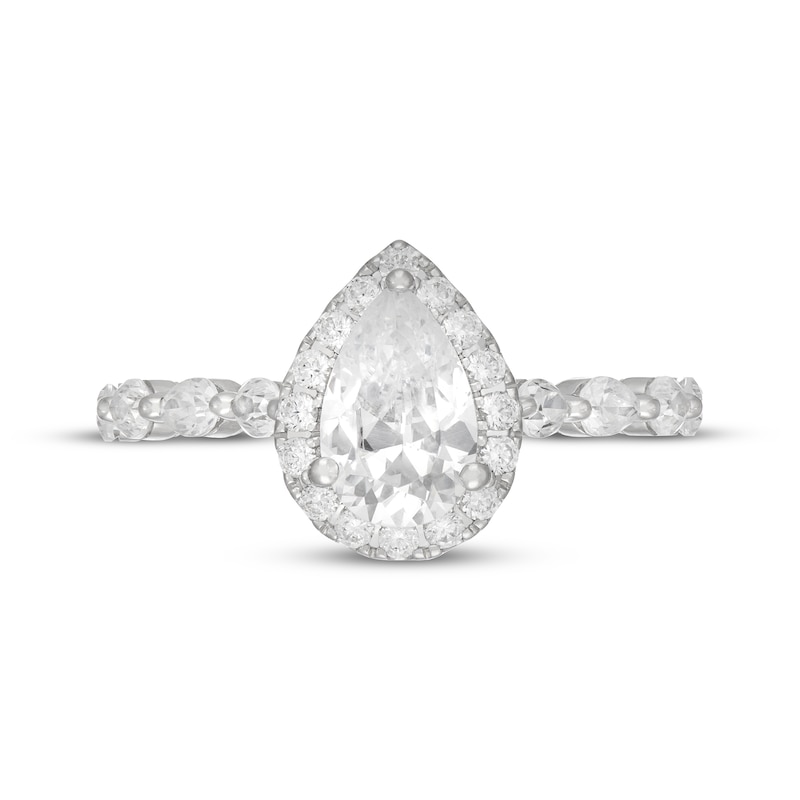 Main Image 3 of Neil Lane Premiere Pear-Shaped Diamond Halo Engagement Ring 1-5/8 ct tw 14K White Gold