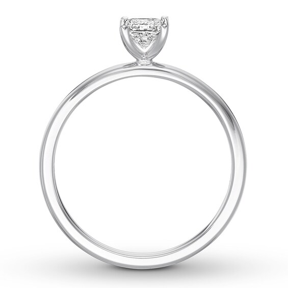 Certified Diamond Solitaire 1/2 ct Princess-cut 14K White Gold ...