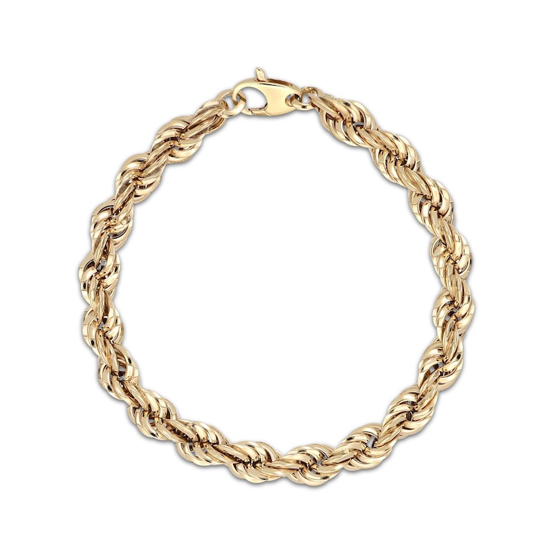 Hollow Rope Chain Bracelet 10K Yellow Gold 8"