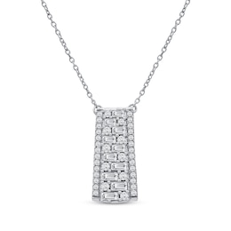 Lab-Created Diamonds by KAY Baguette & Round-Cut Ladder Necklace 5/8 ct tw 14K White Gold 18&quot;