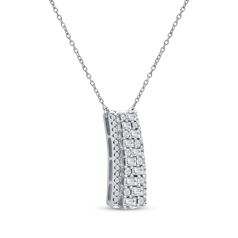 Lab-Grown Diamonds by KAY Baguette & Round-Cut Ladder Necklace 5/8 ct tw 14K White Gold 18"