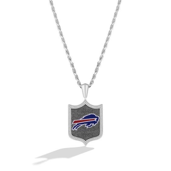 True Fans Washington Commanders 1/5 CT. T.W. Diamond and Enamel Reversible  Shield Necklace in Sterling Silver