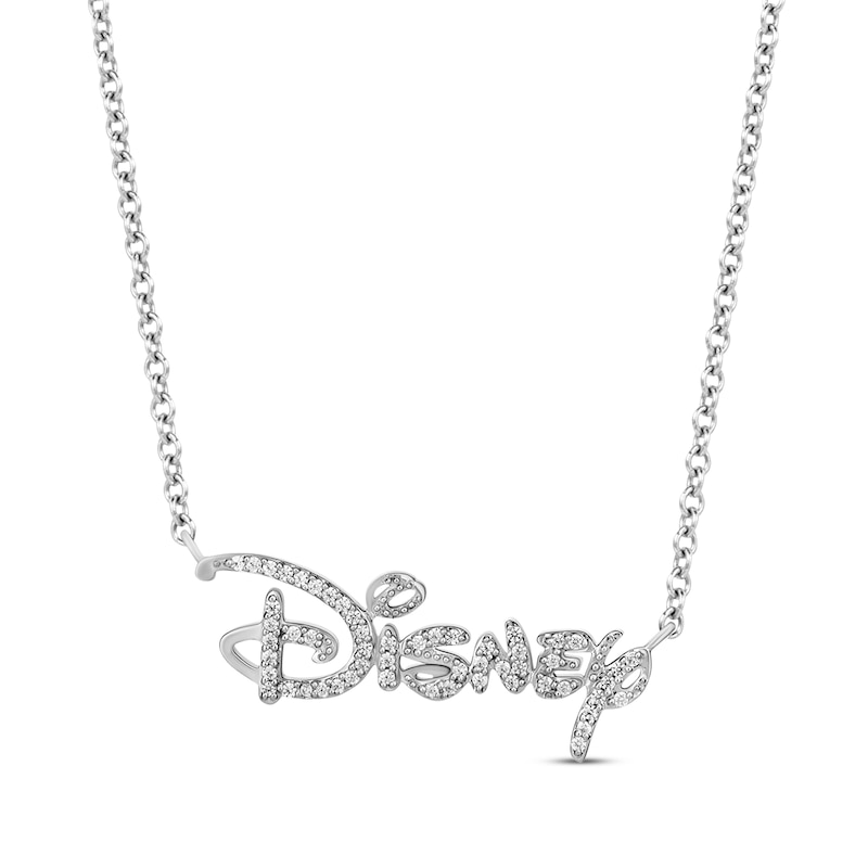 Main Image 1 of Disney Treasures Diamond &quot;DIsney&quot; Logo Necklace 1/6 ct tw Sterling Silver 17&quot;