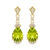 Thumbnail Image 2 of Pear-Shaped Peridot & Diamond Drop Earrings 1/10 ct tw 10K Yellow Gold