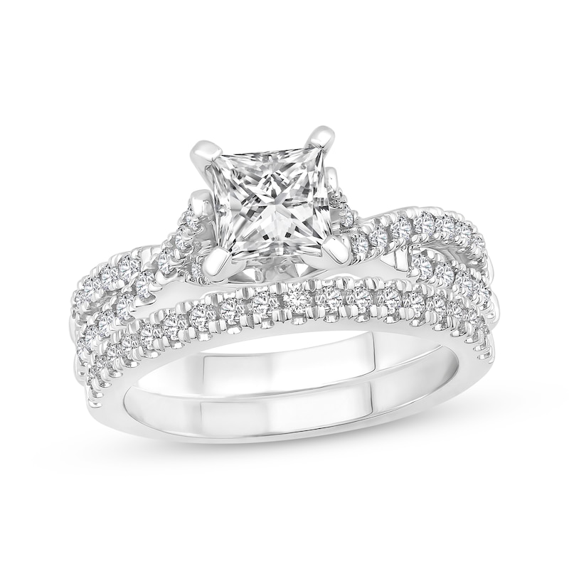 Main Image 1 of Diamond Princess-cut Bridal Set 7/8 ct tw 14K White Gold