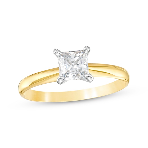 Princess-Cut Diamond Solitaire Engagement Ring 3/4 ct tw 14K Yellow Gold (I/I2)
