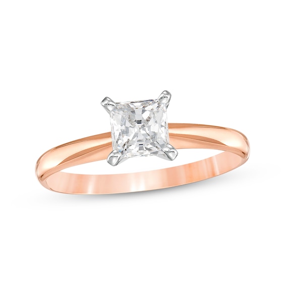 Princess-Cut Diamond Solitaire Engagement Ring 3/4 ct tw 14K Rose Gold (I/I2)
