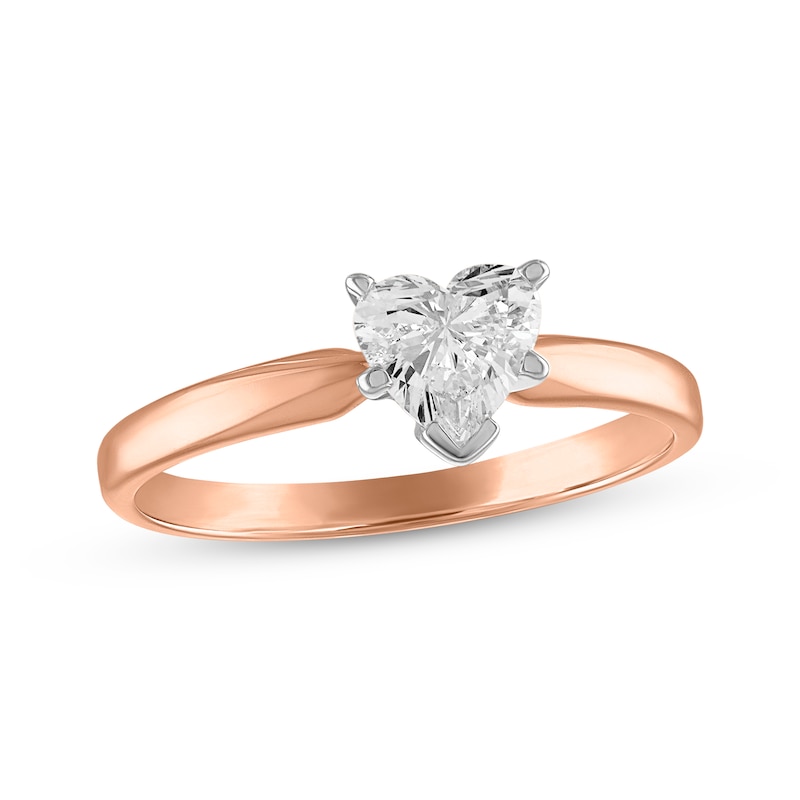 Main Image 1 of Now + Forever Heart-Shaped Diamond Solitaire Engagement Ring 1/2 ct tw 14K Rose Gold (I/I2)