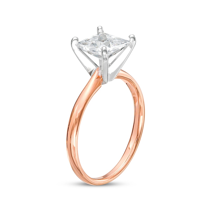 Main Image 2 of Certified Princess-Cut Diamond Solitaire Engagement Ring 2 ct tw 14K Rose Gold (I/I2)