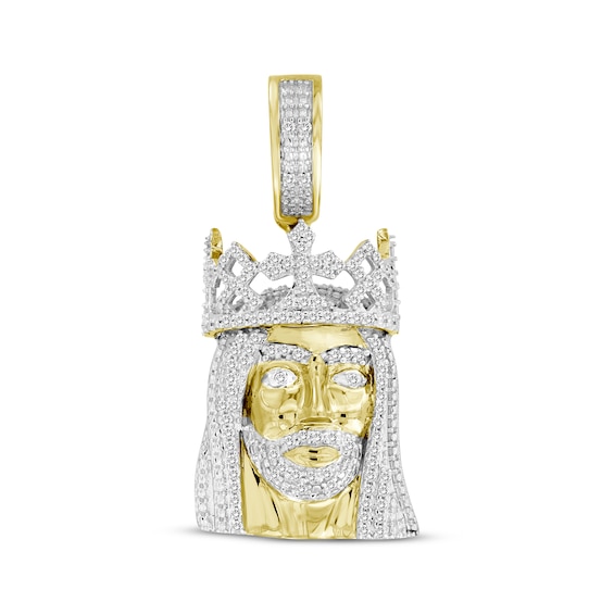 Men's Diamond Jesus with Crown Charm 1/5 ct tw 10K Yellow Gold