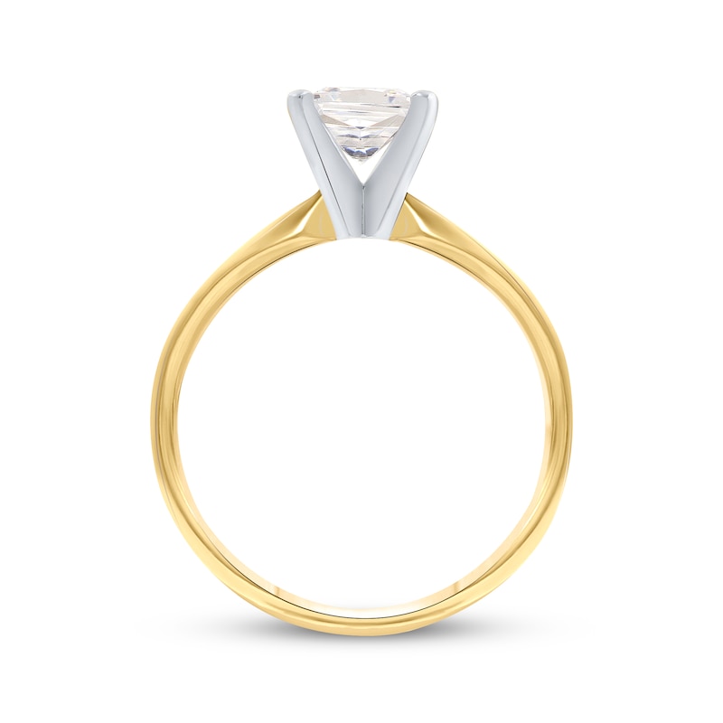 Main Image 3 of Certified Princess-Cut Diamond Solitaire Engagement Ring 1 ct tw 14K Two-Tone Gold (I/I1)