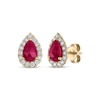 Thumbnail Image 1 of Greenland Rubies Collection Pear-Shaped Natural Ruby & Lab-Grown Diamond Earrings 1/4 ct tw 14K Yellow Gold