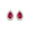 Thumbnail Image 2 of Greenland Rubies Collection Pear-Shaped Natural Ruby & Lab-Grown Diamond Earrings 1/4 ct tw 14K Yellow Gold