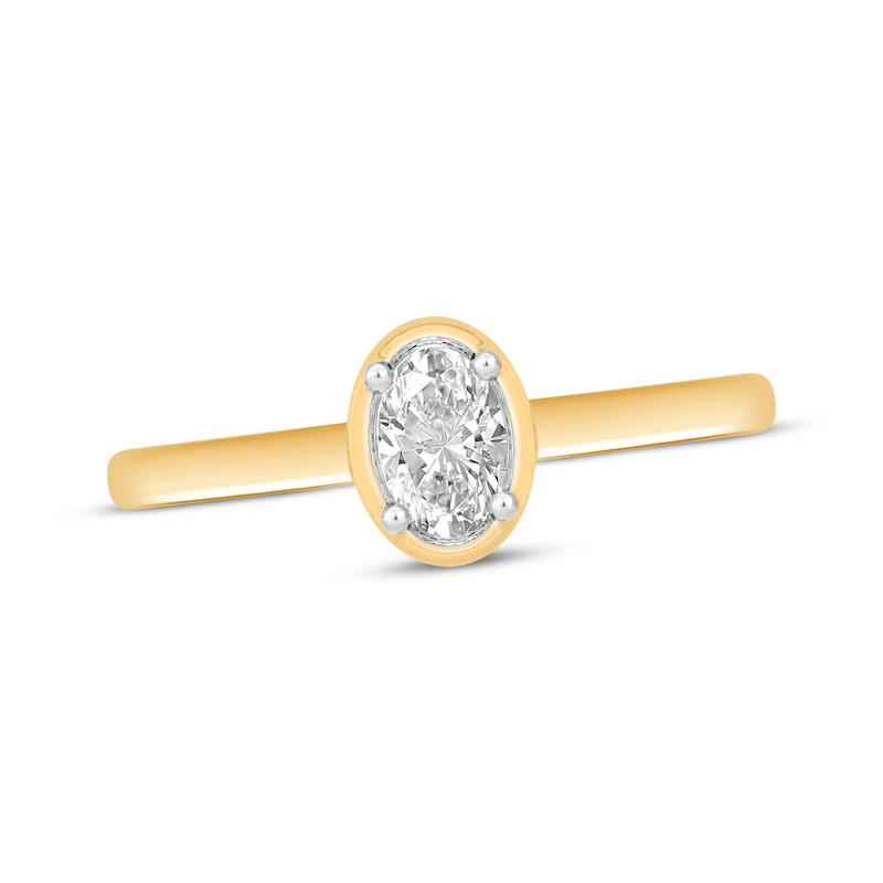 Main Image 1 of Oval-Cut Diamond Solitaire Engagement Ring 1/2 ct tw 14K Yellow Gold (I/I2)