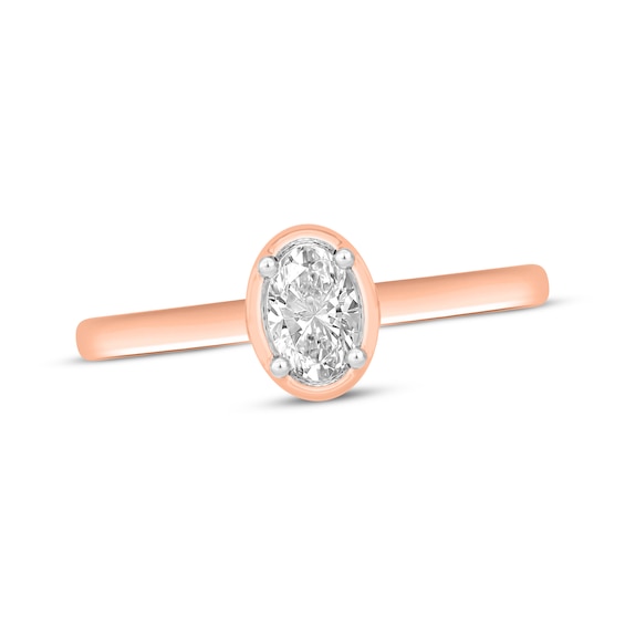 Oval-Cut Diamond Solitaire Engagement Ring 1/2 ct tw 14K Rose Gold (I/I2)