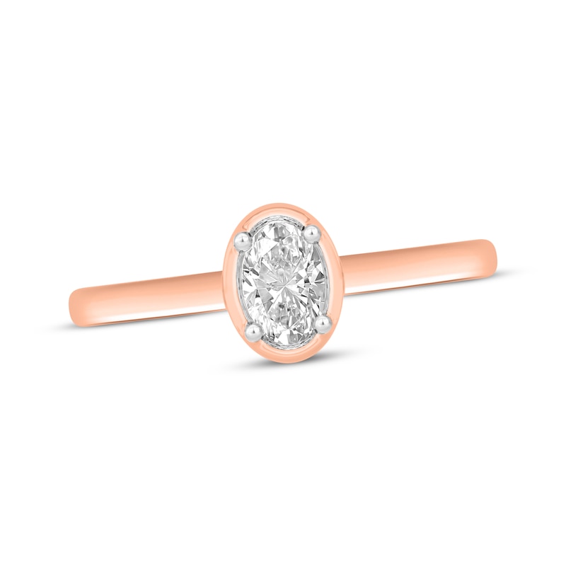 Main Image 1 of Oval-Cut Diamond Solitaire Engagement Ring 1/2 ct tw 14K Rose Gold (I/I2)