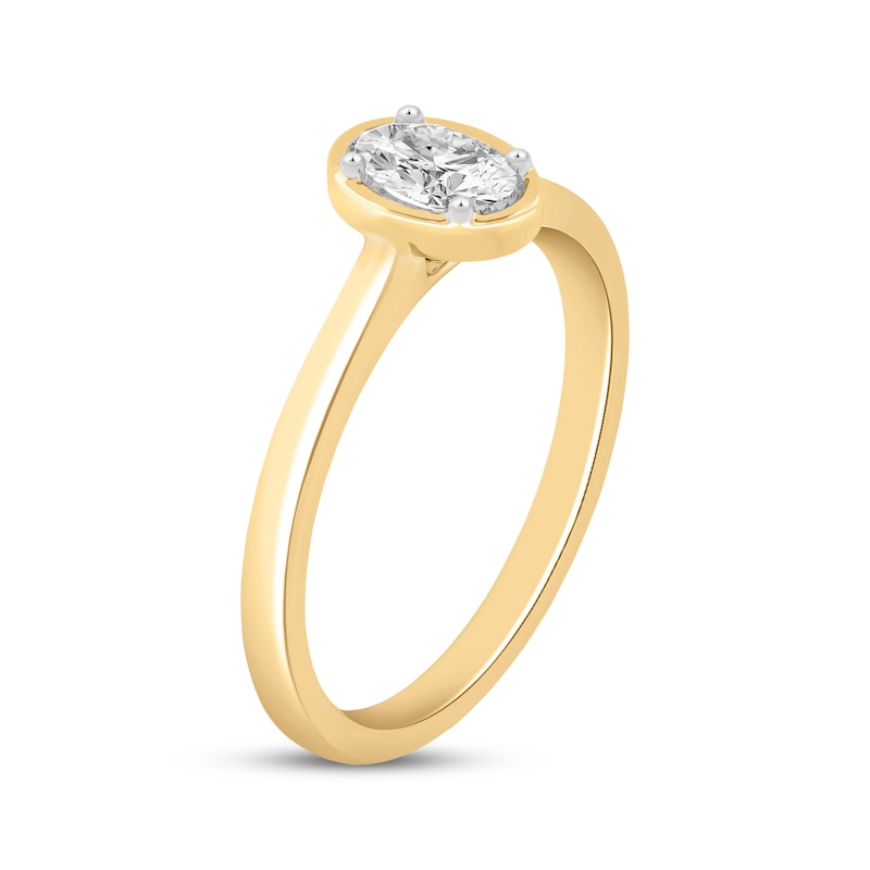 Oval-Cut Diamond Solitaire Engagement Ring 3/4 ct tw 14K Yellow Gold (I/I2)
