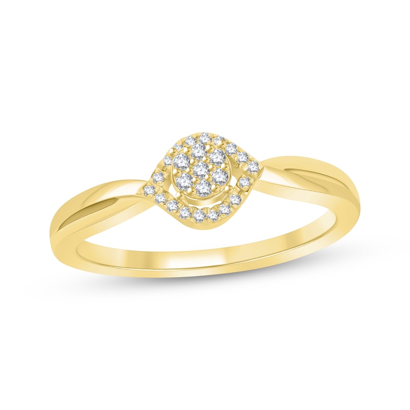 Main Image 1 of Multi-Diamond Eye Promise Ring 1/10 ct tw 10K Yellow Gold