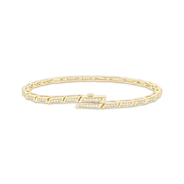 Diamond Link Bracelet with Magnetic Clasp 1/2 ct tw 10K Yellow Gold 7&quot;