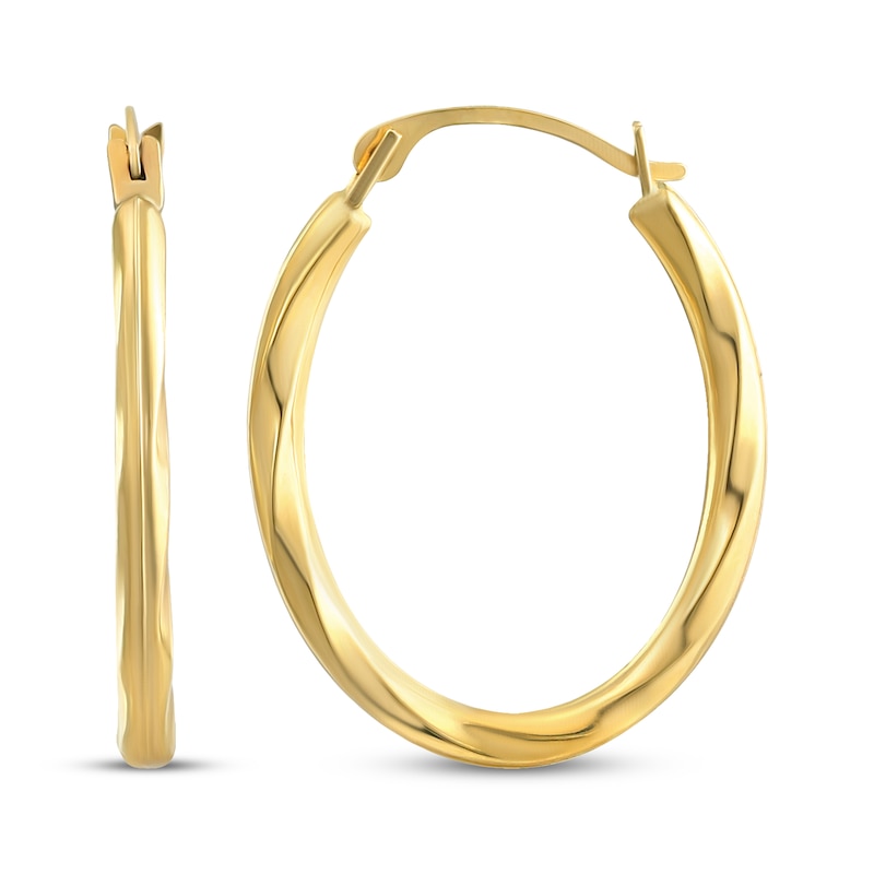 Hollow Oval Twist Hoop Earrings 20mm 14K Yellow Gold | Kay