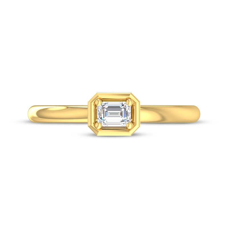 Main Image 4 of Now + Forever East West Emerald-Cut Diamond Solitaire Engagement Ring 1/4 ct tw 14K Yellow Gold (I/I1)