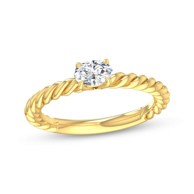 Oval-Cut Diamond Solitaire Rope Shank Engagement Ring 1/3 ct tw 14K Yellow Gold (I/I2)