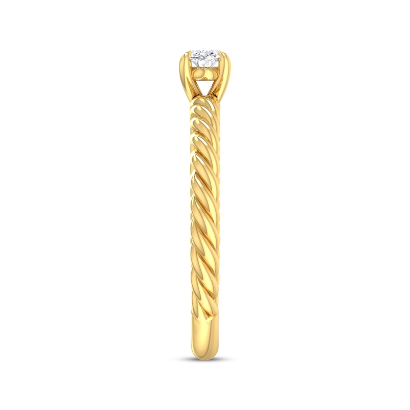 Oval-Cut Diamond Solitaire Rope Shank Engagement Ring 1/3 ct tw 14K Yellow Gold (I/I2)