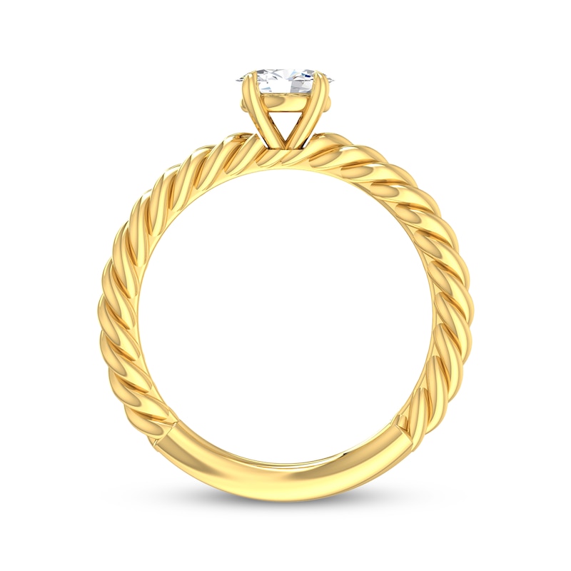 Oval-Cut Diamond Solitaire Rope Shank Engagement Ring 1/3 ct tw 14K Yellow Gold (I/I2)