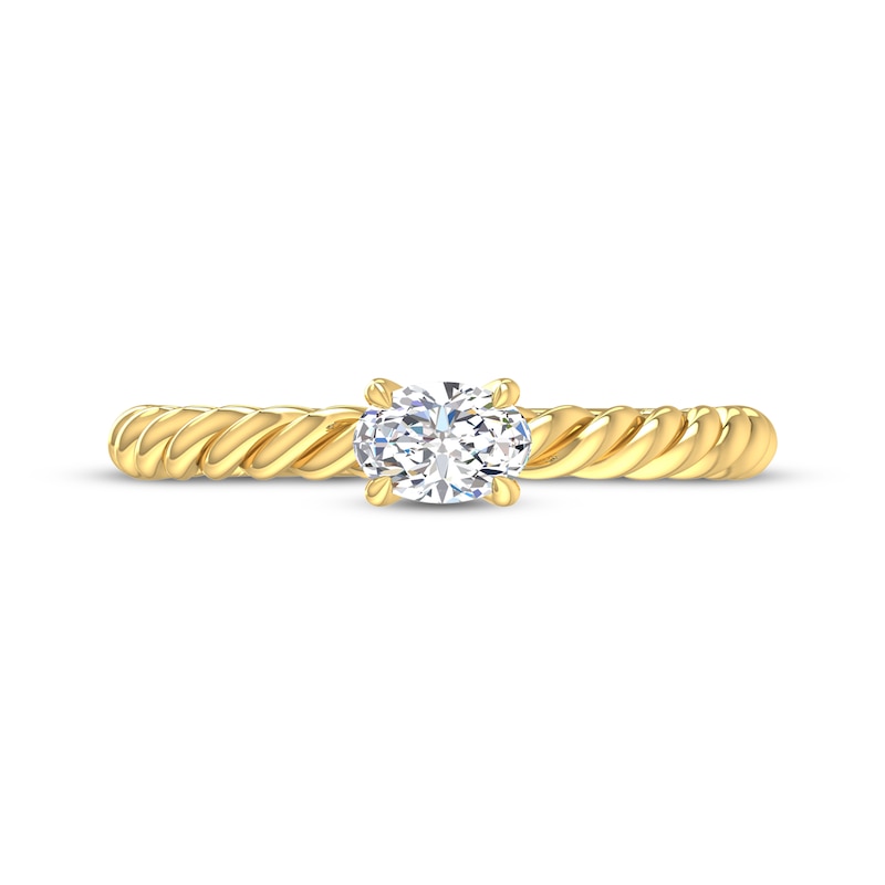 Oval-Cut Diamond Solitaire Rope Shank Engagement Ring 1/3 ct tw 14K Yellow Gold (I/I2)