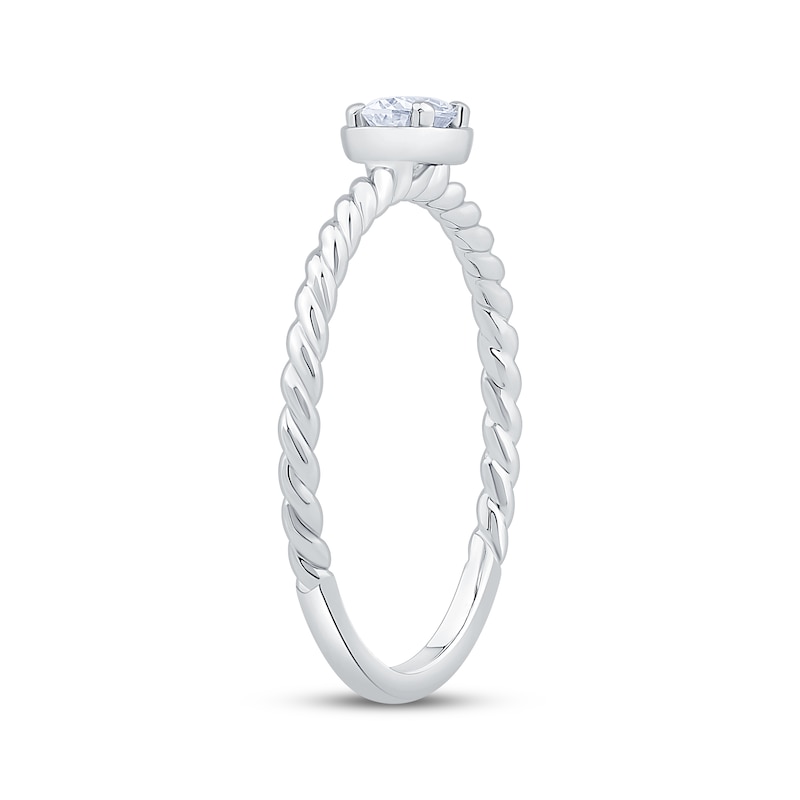 Oval-Cut Diamond Solitaire Rope Shank Engagement Ring 1/5 ct tw 14K White Gold (I/I1)